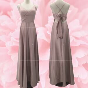 BRIDESMAID AW BRIDAL 6 S pink backless satin formal party maxi dress NEW 0B8